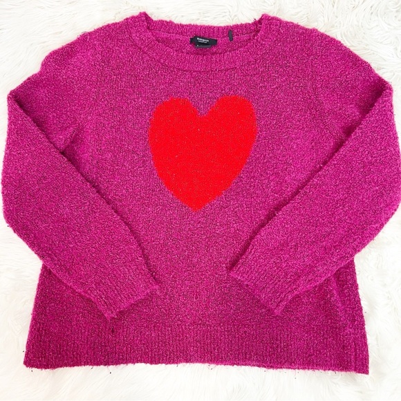 MANGUUN COLLECTION PURPLE RED HEART LONG SLEEVE PULLOVER SWEATER GIRL SZ 16 - Picture 1 of 5